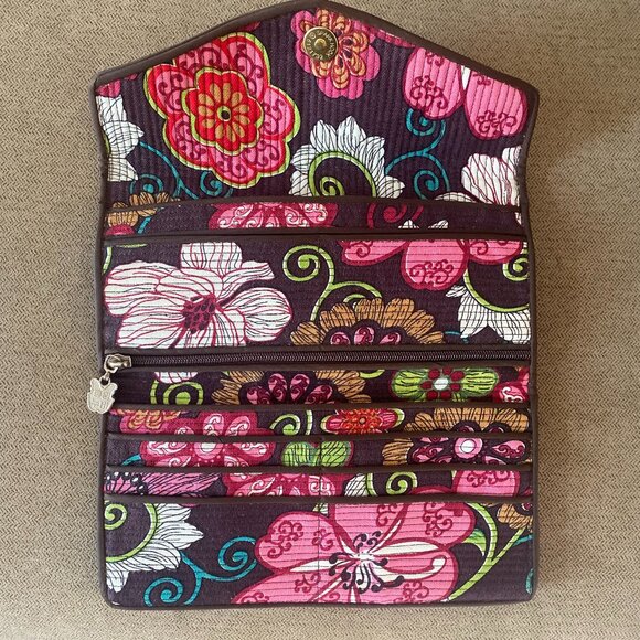 Women's Quilted Floral Brown Jacquard Wallet - Picture 2 of 3